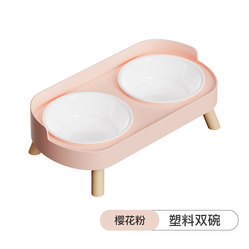 ペットの餌ボウル、漏れ防止設計、セラミックダブルボウル、ペット用品、転倒防止、水と餌のオールインワンダブルボウル|undefined