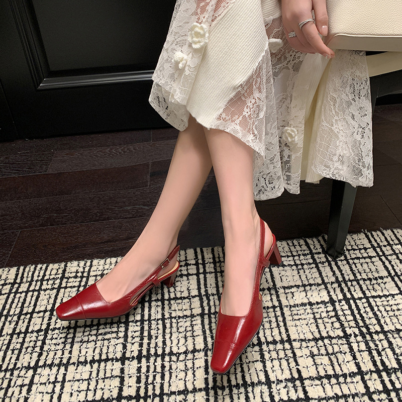 ✨ちょろ✨ CHIKO Emberly Square Toe Chunky Heels Slingback Shoes