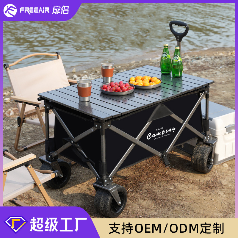 Furgoneta camper, carro plegable de camping al aire libre, carrito todoterreno de metal, puesto de camping de reunión, carro pequeño al por mayor