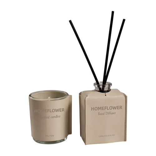 HomeFlower High-End PU Leather Candle Cup Aroma Gift Set with a Sense of Elegance, Perfect for Birthday Gifts