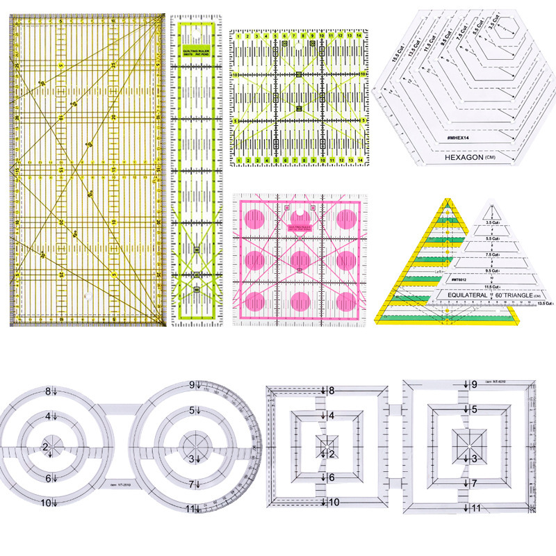 Regla de corte acrílica regla de corte regla de doble color regla larga regla cuadrada regla de coser herramientas de mosaico regla de color DIY