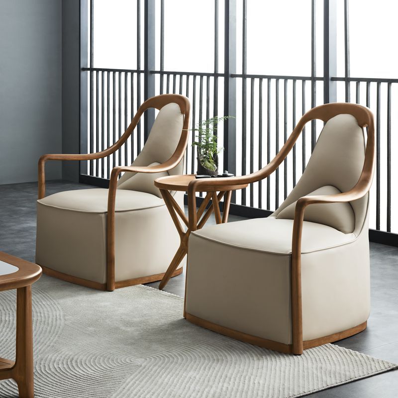 新中式富贵现代简约真皮大户别墅客厅组合真皮牛皮沙发休闲椅实木