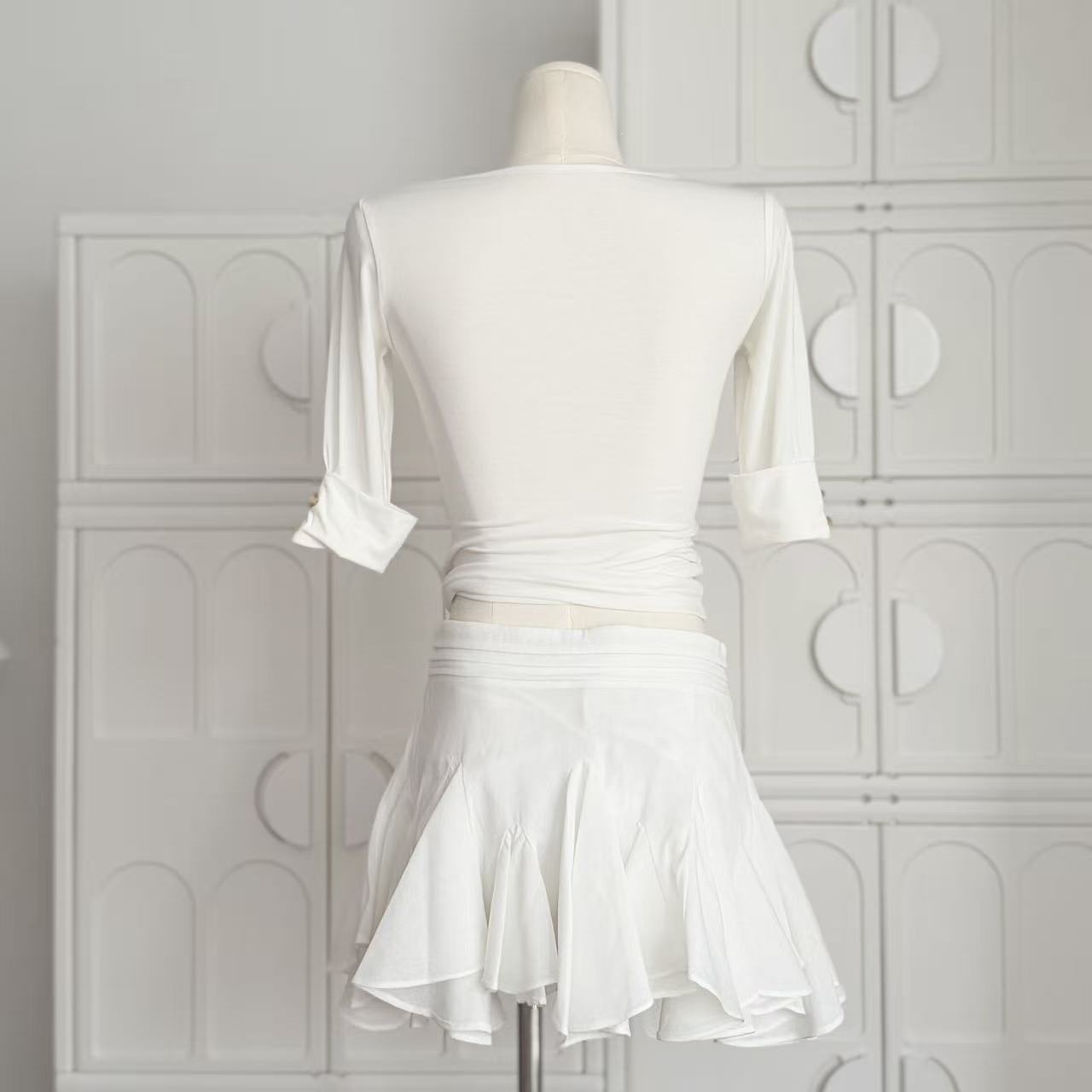 Oxygen Korean Girl's Cute Mid-sleeve Shirt, Summer Tight-fitting Elastic Half-sleeve Top For Women_ecoleips.com