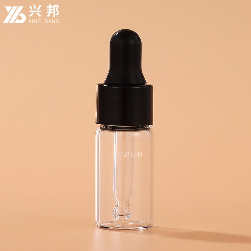 En stock botella cuentagotas 2ml 3ml 5ml botella de vidrio transparente esencia pequeña botella de muestra botella de líquido original botella de aceite esencial sub-botella