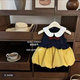 女童背心连衣裙夏装2025新款儿童小女孩洋气公主裙子宝宝周岁礼服
