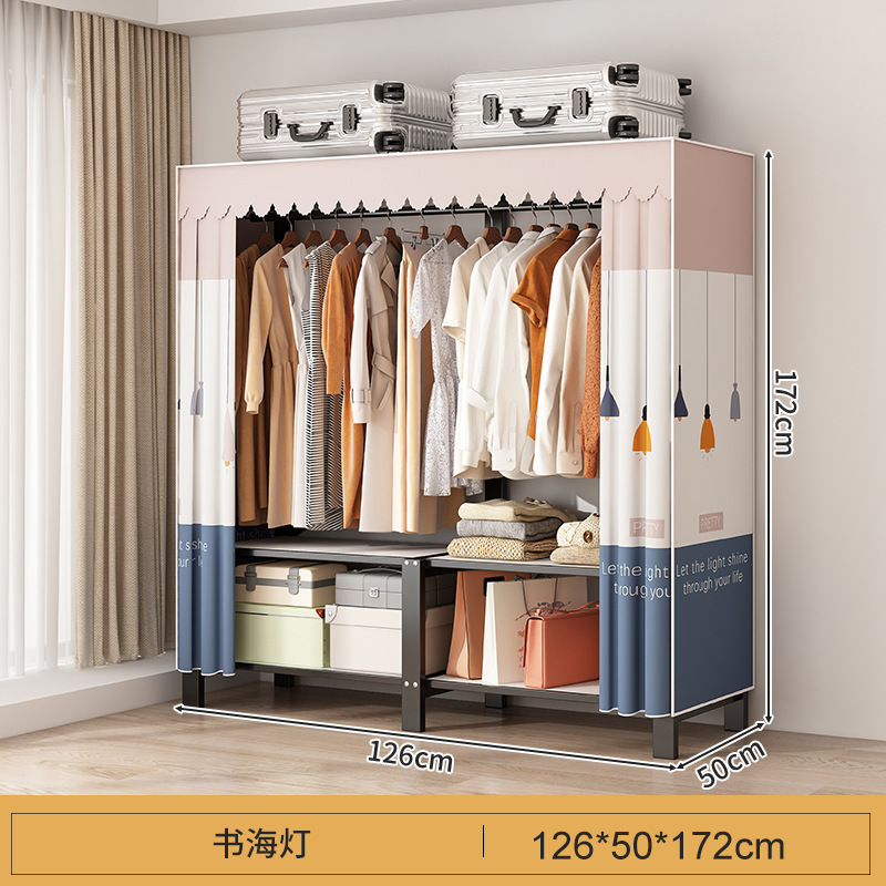 Libre de instalación armario hogar dormitorio plegable simple armario de tela habitación de alquiler fuerte y durable marco de acero armario de almacenamiento armario