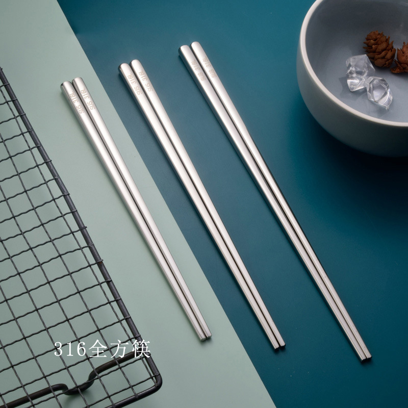 304 stainless steel chopsticks wholesale, 316 Korean-style hotel household pure titanium chopsticks, children's silver restaurant hot pot chopsticks