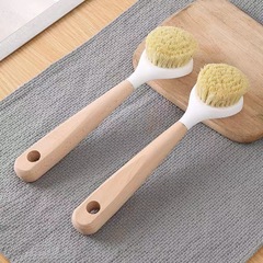 Rubber Wood Handle Natural Sisal Pot Brush, Natural Beech Sisal Pot Brush with Wooden Handle, Long Handle Pot Scrubber