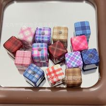 diy饰品配件 格纹系列方块串珠儿童饰品包挂手机链服饰串笔散珠