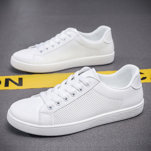2024 Spring New Breathable White Shoes Men's Shoes Korean Style Casual Leather Shoes Men's Sneakers Versatile Trendy Shoes