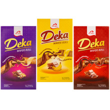 Deka红白兔巧克力香蕉水果味注心威化卷饼干40g印尼进口休闲零食