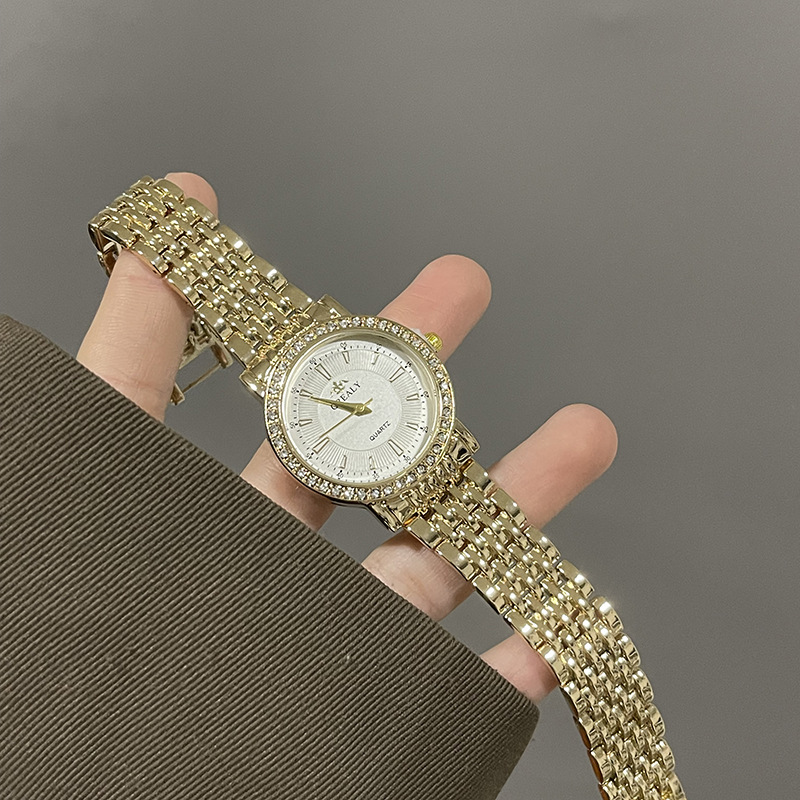 New Light Luxury Exquisite Watch Casual Quartz Atmospheric Luxury Niche Scale Diamond Fashion Steel Band Watch Cross-Border