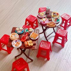 ミニ折りたたみ小さなダイニングテーブルミニチュアシーンシミュレーション食品おもちゃモデル装飾品ドールハウスおもちゃ撮影ビデオ小道具