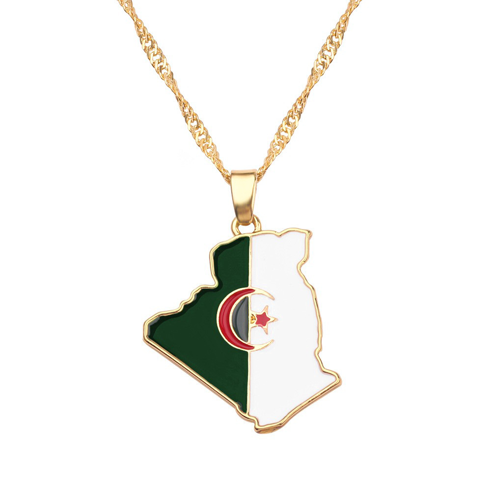 TEMU hot sale cross -border supply of Algerian map necklace Algerian…