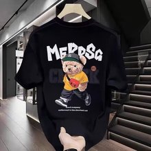 100%纯棉男炸街夏装新款短袖男孩夏季T恤圆领印花半袖潮卡通潮牌