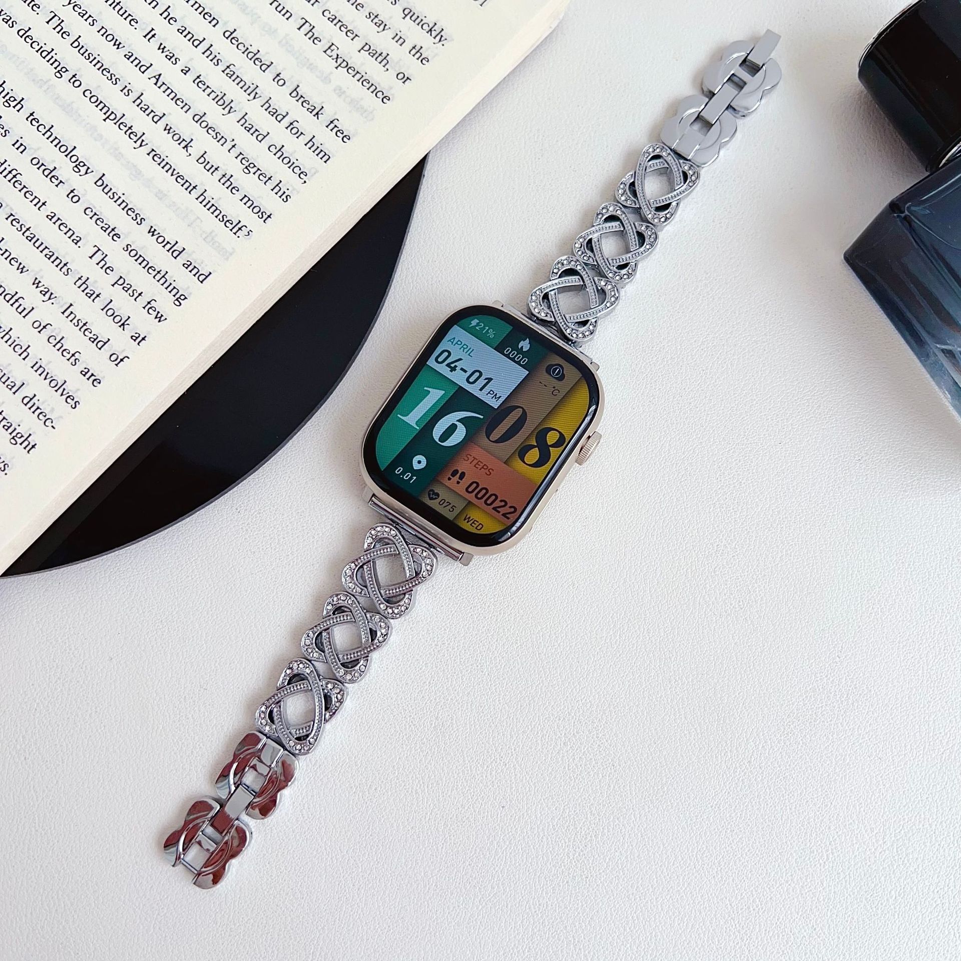 Para Apple 6789 generación pulsera Apple watch SE diamantes correa de cadena de metal universal