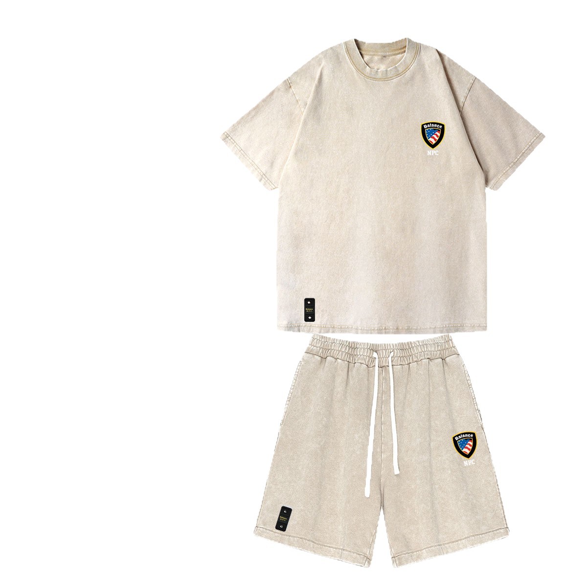 Vêtements pour hommes unisexes tendance NPC Heavyweight Trendy KDJKS Short à manches courtes en pur coton délavé et vieilli_voghion.com