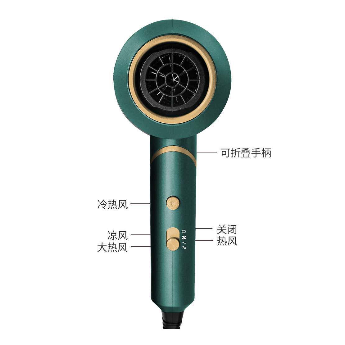 High-power folding hair dryer negative ion hair dryer household hair dryer