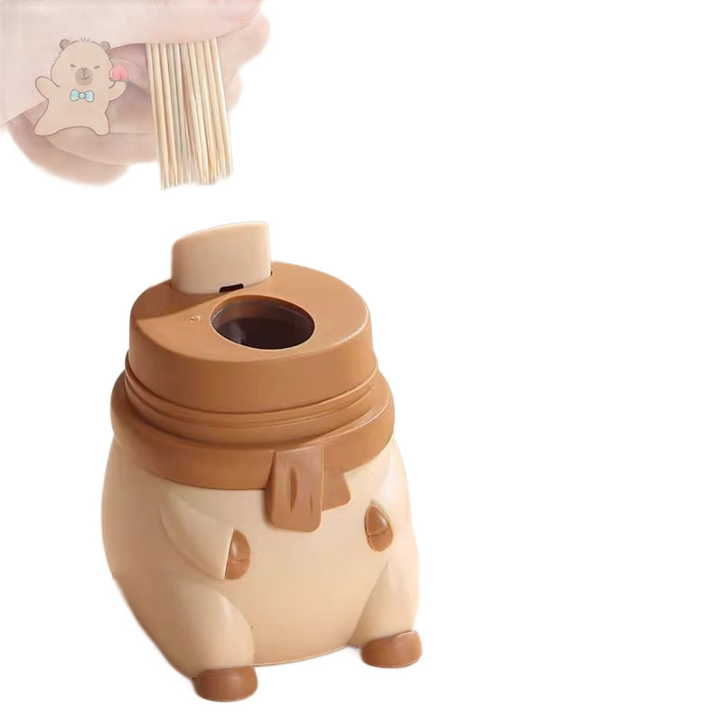 卡通卡皮巴拉牙签盒自动弹出牙签筒家用客厅可爱创意按压式牙签罐|undefined