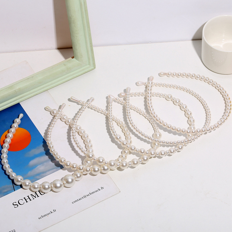 Korean Style Cute Out Super Fairy Beaded Pearl Headband Simple Elegant Internet Celebrity Same Style ins Hair Accessories Yiwu Jewelry