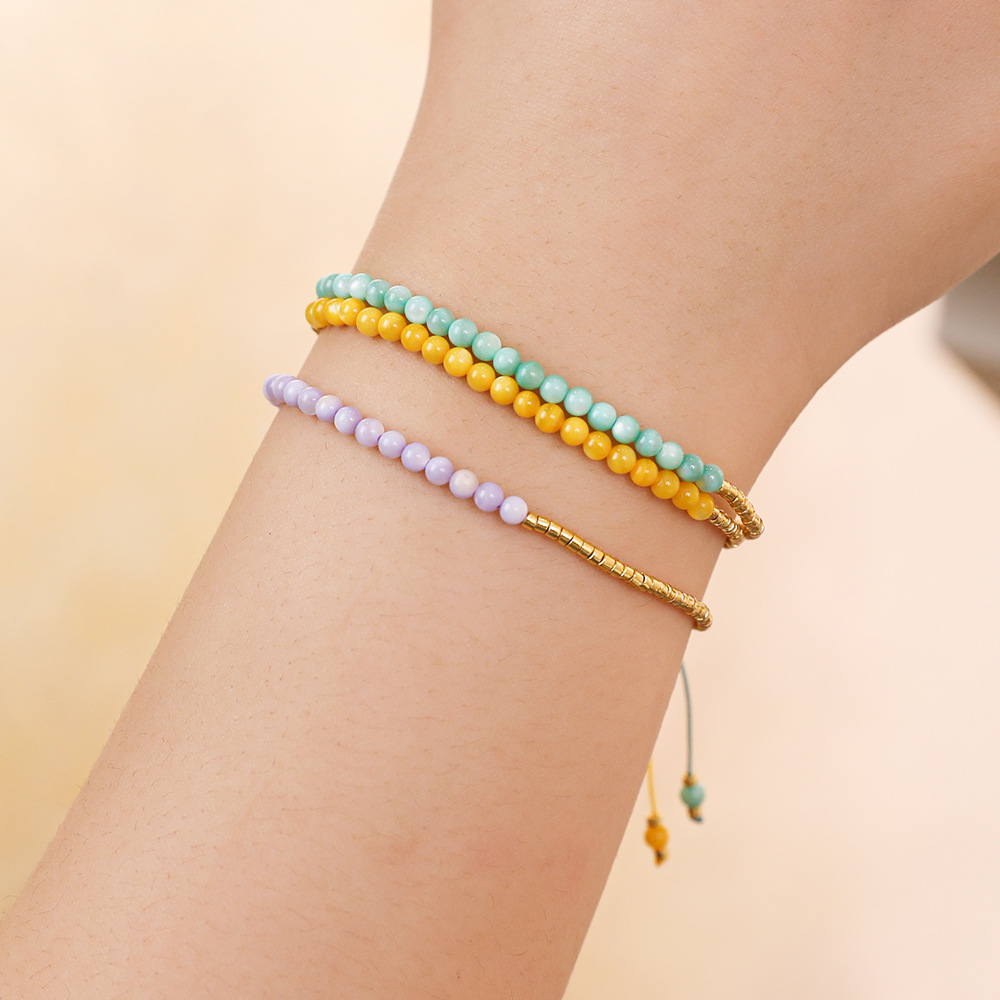 Simple Style Round Artificial Crystal Beaded Women's Bracelets display picture 6