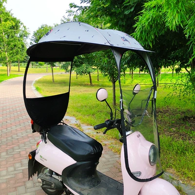 bicycle sun and rain protection | Elektromobil üçün ön şüşə çətiri (günlük) - large-dome-cartoon-cat-four-seasons-model-car-options-with-rearview-mirrors