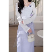 2025法式温柔小个子森女连衣裙女罩衫两件套清新绝美裙子春秋通勤