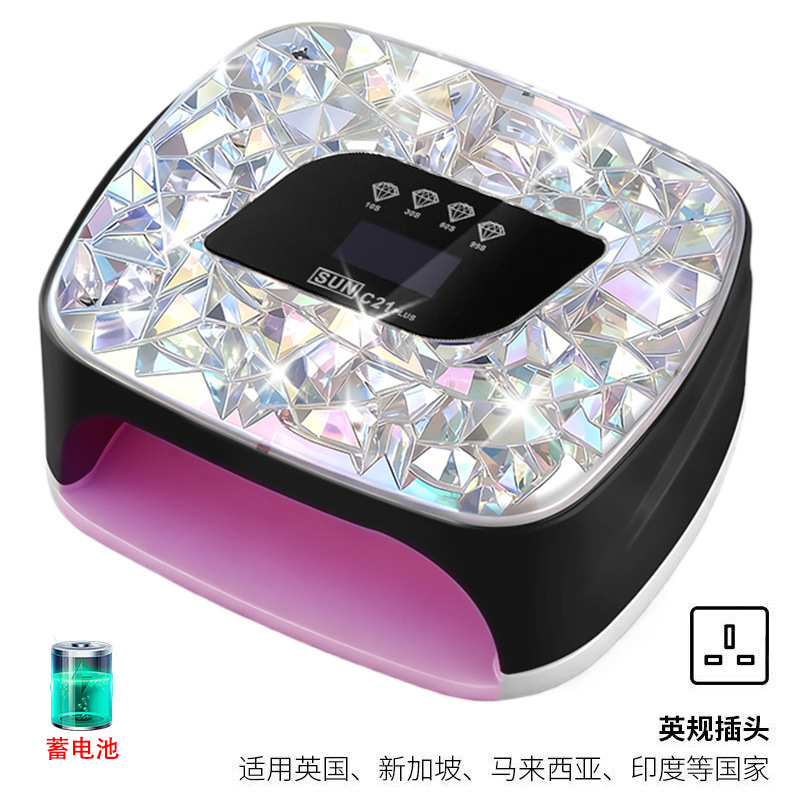 Lámpara de manicura de almacenamiento de doble fuente de luz inteligente de manicura de secado rápido UV doble fuente de luz de diamante de manicura de luz de larga duración