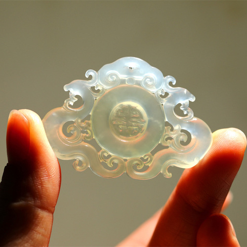 Factory Direct Sale Xiuyan Jade Double Phoenix Offering Blessings DIY Hairpin with Engraved Lock Pendant/Pendant Accessories