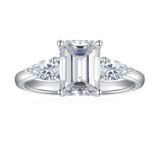 Yuntong Jewelry Cross-border tiktok Live Selling Emerald 6*8mm All Moissanite Silver Plated 18K Gold Ring