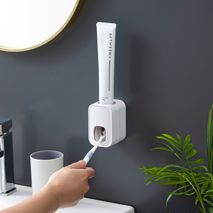Automatic Toothpaste Squeezer Simple Wall-mounted Household Squeezer suit Punch-free Toilet Toothbrush Rack