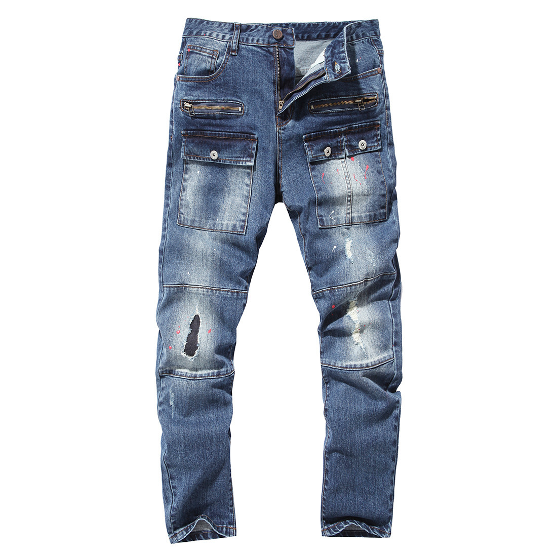 Men's casual denim pants male trousers f...