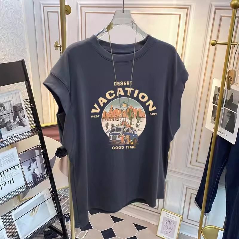 Cross-Border Popular Anti-Glare Flying Sleeve Tops for Women 2025 Summer New Loose Large Size Design Vest Wholesale