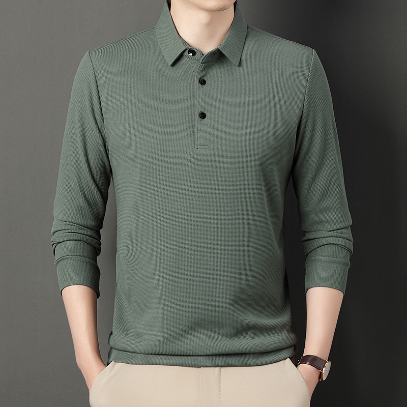 Cross-Border Foreign Trade Men's Polo Shirt Long-Sleeved Collared T-Shirt Men's Casual Business Versatile Dad Clothes Men's Clothing