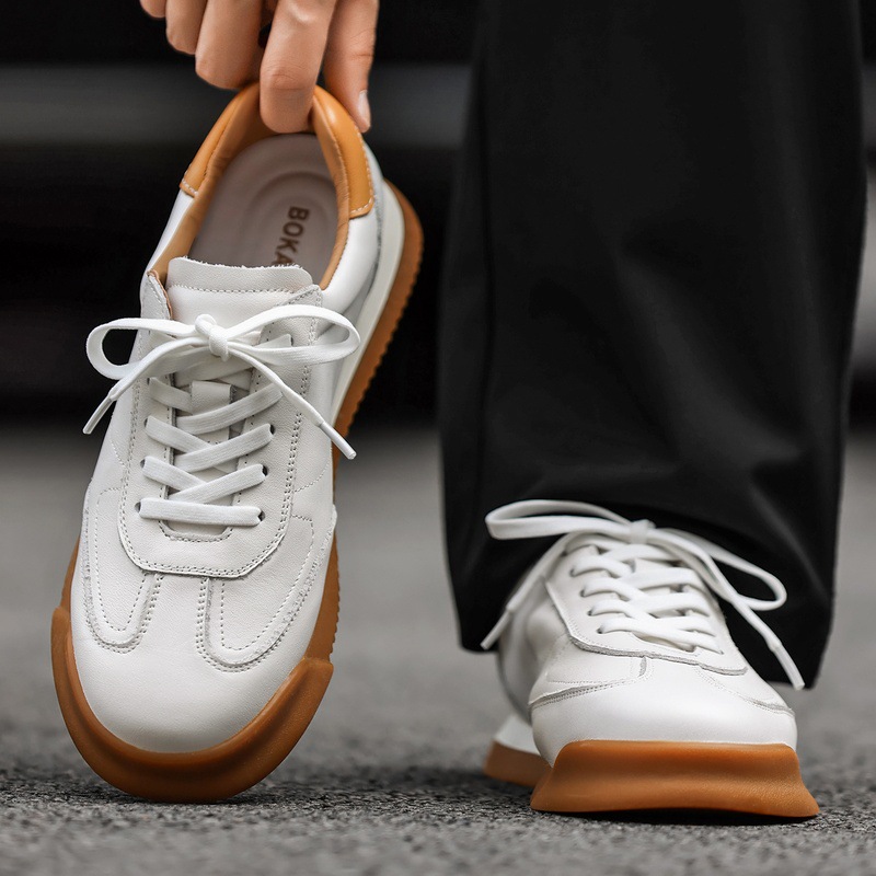 [Cuero de vaca de cabeza] Nuevos zapatos de cuero genuino de moda de Dexun Agan transpirables deportivos casuales