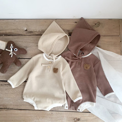 2023 Autumn New Clothing Baby Bear Waffle Cover One-piece Harness Men's and Women's Baby Outing Suit