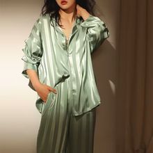 清仓睡衣女丝夏季冰丝长袖薄款年新款春秋大码丝绸家居服套装