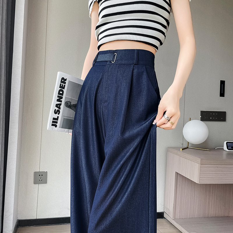 Tencel Jeans Women's Summer Thin New Arrival High Waist Dipped Short Ice Silk Wide Leg Pants Women's in stock