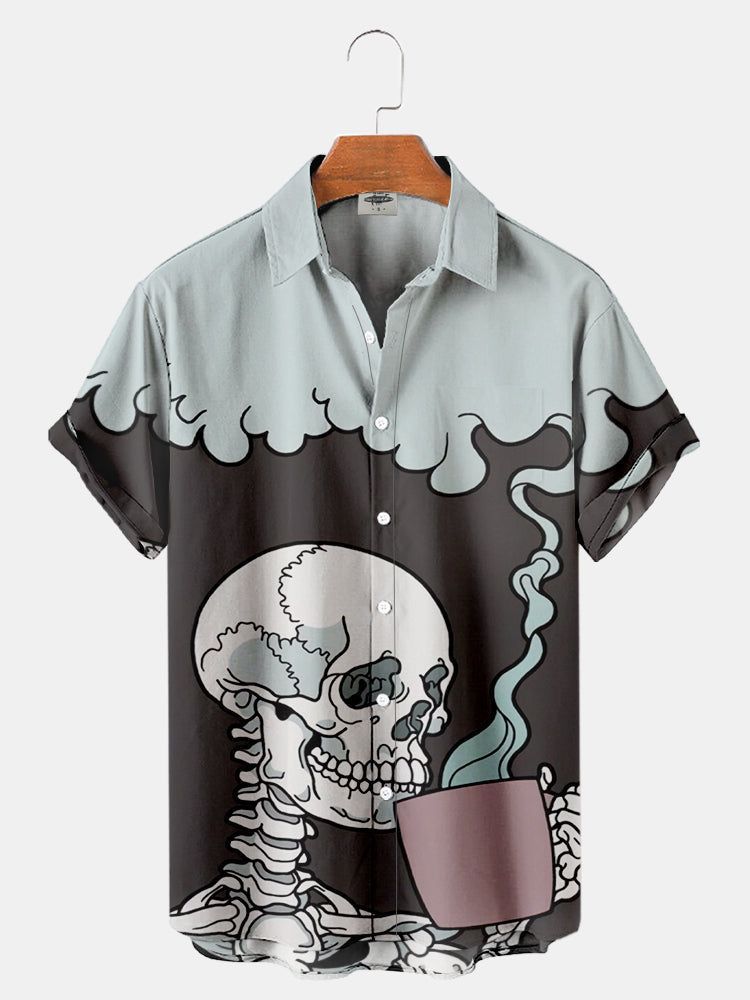 Serie Camisas estampadas Fabricantes de Halloween para hombres Hawaii Halloween Source Station Camisas digitales para hombres transfronterizos 3D