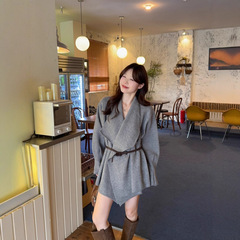 高级感慵懒风翻领毛衣外套女2025秋季新款收腰气质长袖针织上衣潮