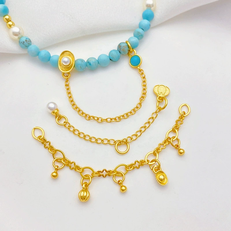 Turquoise bar, chain handmade, bracelet, necklace, accessory, accessories, golden color