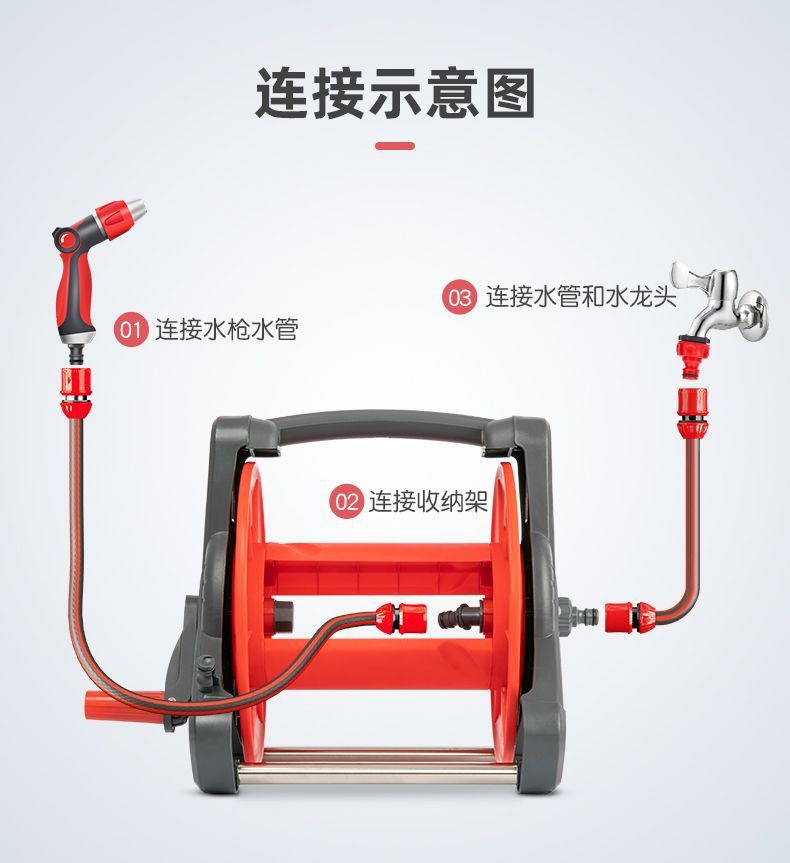 Household Water Gun Car Wash High-Pressure Spray Gun Faucet Watering Tool Tap Water Hose Storage Rack Set