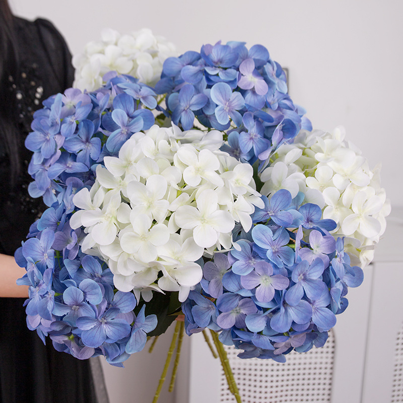 Artificial Flower 3D Texture Moisturizing Large Hydrangea Hotel Decoration Floral Wedding Arrangement Fake Flower Wholesale Silk Hydrangea