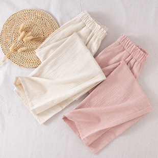 New Solid Color Cotton and Linen Pants for Spring, Autumn, and Summer, Thin Cotton Home Sleep Pants, Suitable for Wearing Outside, Commuting, Mosquito-Proof, Air-Conditioned Pants