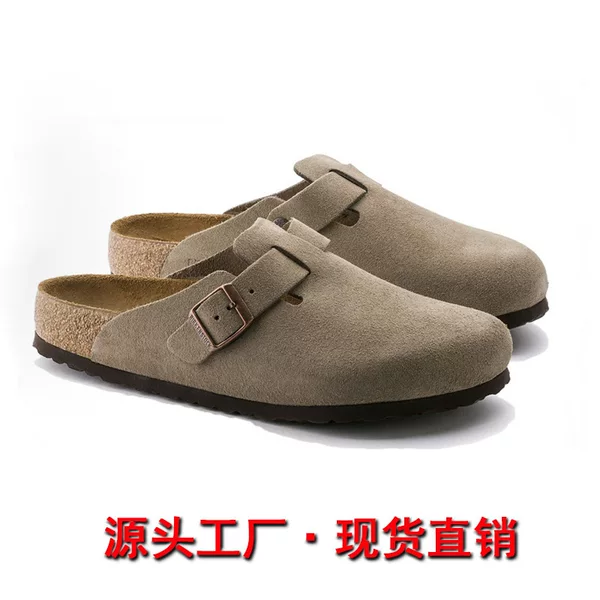 Bk Foreign Trade In-Stock Full Leather Unisex Outdoor Slip-On Cork Genuine Leather Birkenstock Shoes Closed-Toe Birkenstock Slippers Boston