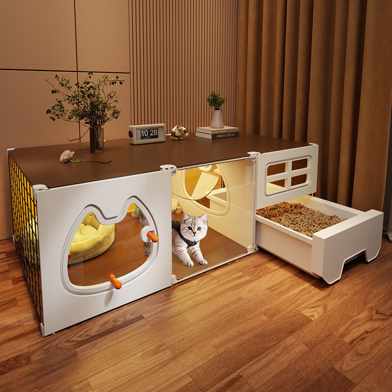 Cat cage for home use, indoor integrated cat house with extra-large free space, cat cabinet for small apartments, cat villa pet cage