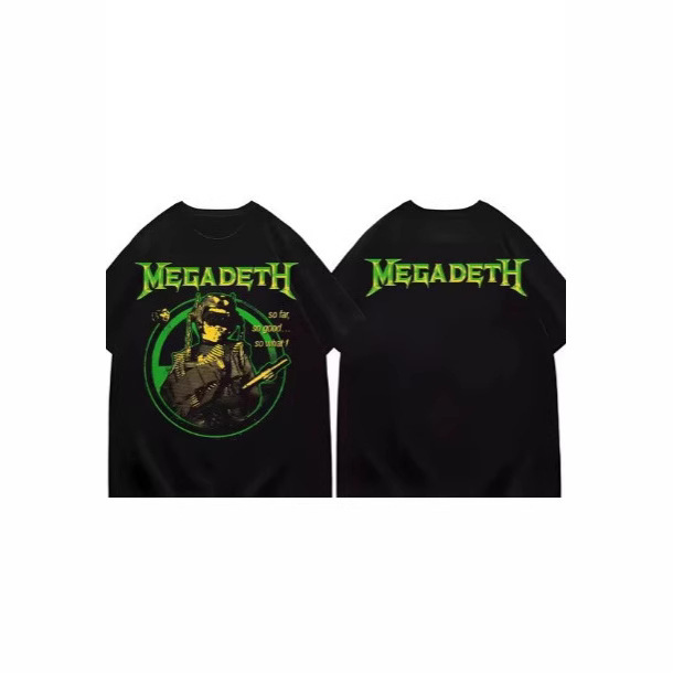 Megadeths Shirt Men's Band Shirt Retro Heavy Metal Retro Cotton T-Shirt Round Neck Short-Sleeved T-Shirt