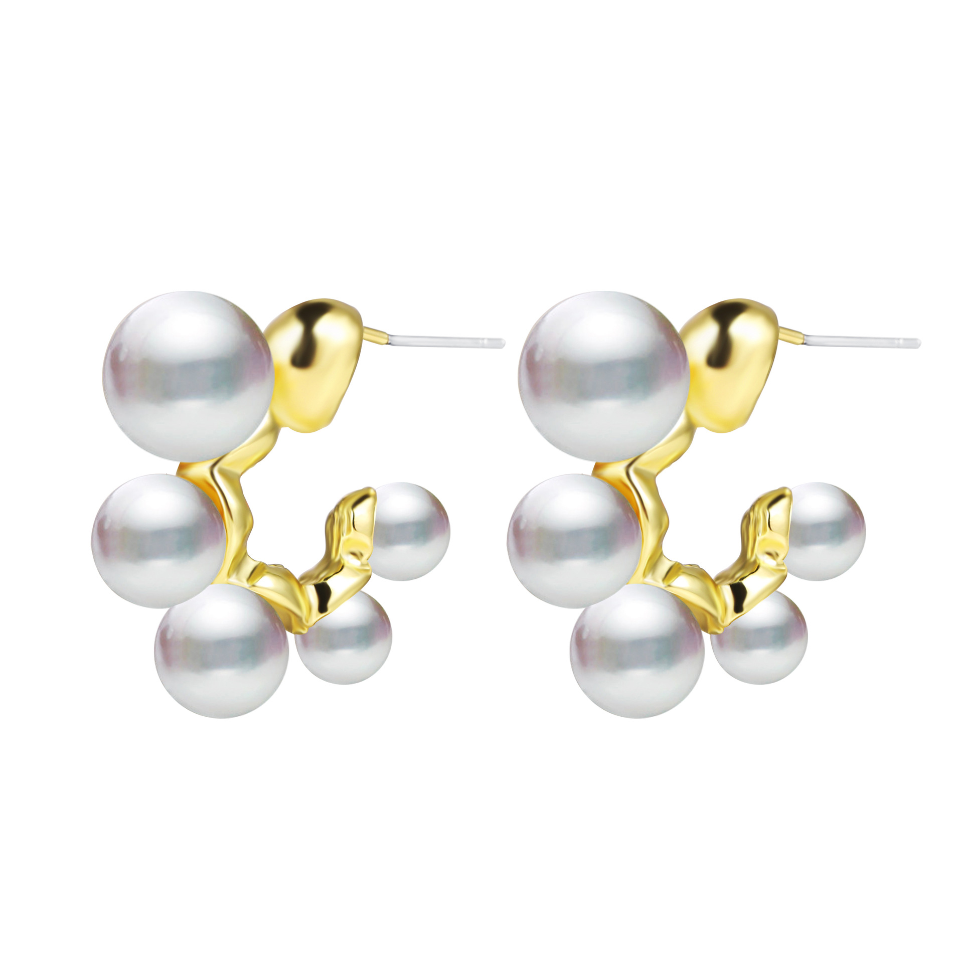 Fashion Pearl Earrings Retro Geometric C-shape Alloy Earrings display picture 1