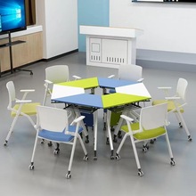 S家用扇形梯形培训组合学校椅子可折叠长条课椅移动团体圆形会议