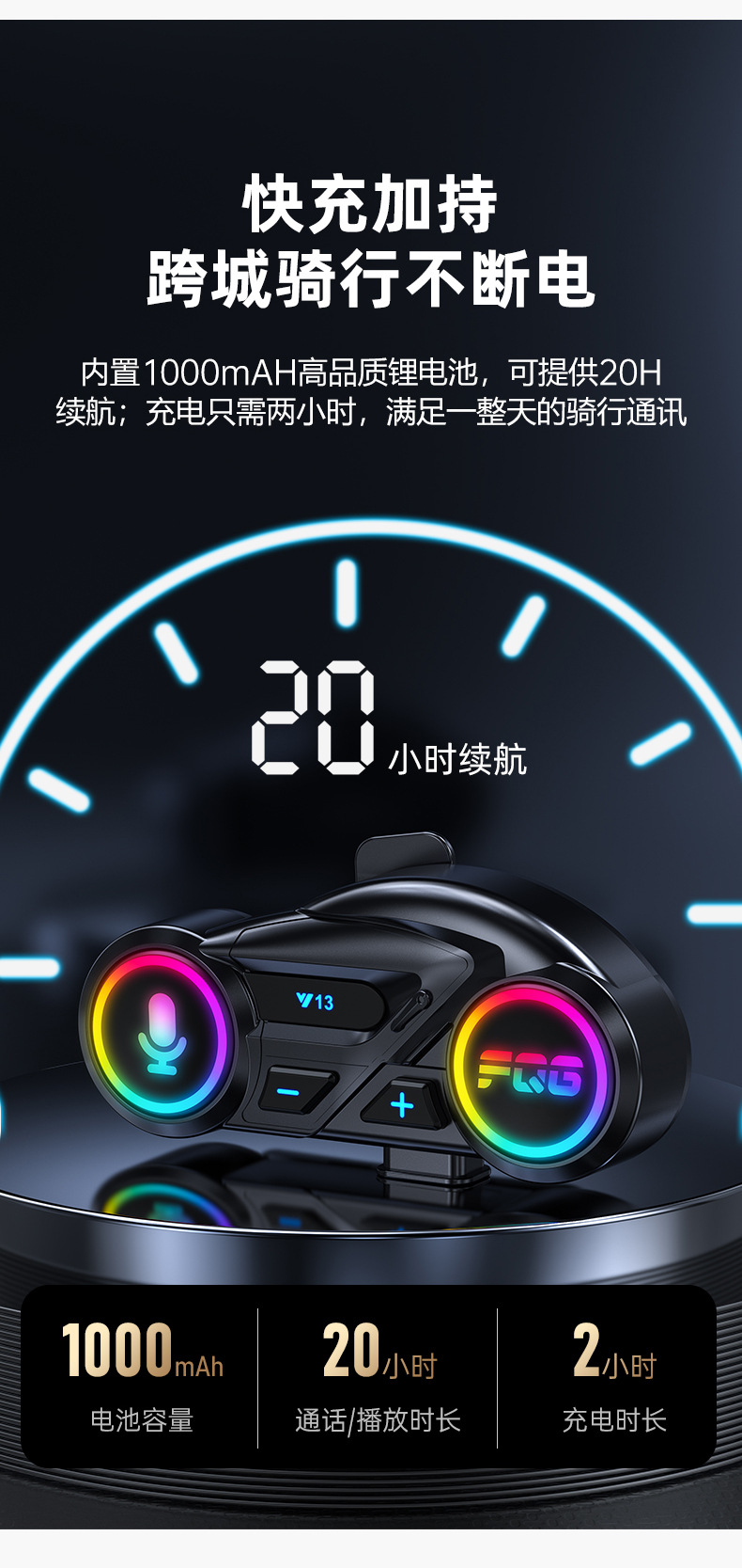 Cross-Border New Model Y13 Helmet Bluetooth Headset Fm Radio Waterproof Noise Reduction Motorcycle Headset Helmet Headset